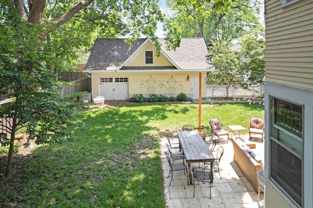 view of yard featuring a patio and fence