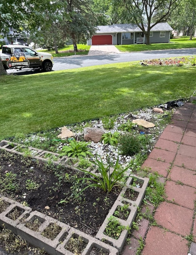 view of yard with driveway