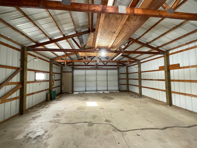 garage with metal wall