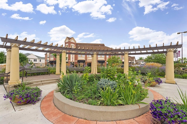 surrounding community with a pergola