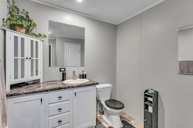 27939 Forest Blvd, Wyoming, MN 55092 - bathroom with vanity, crown molding, and wood finished floors