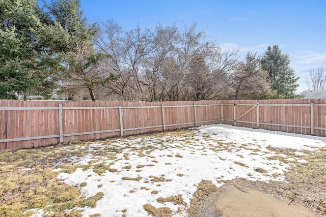 view of yard featuring a fenced backyard