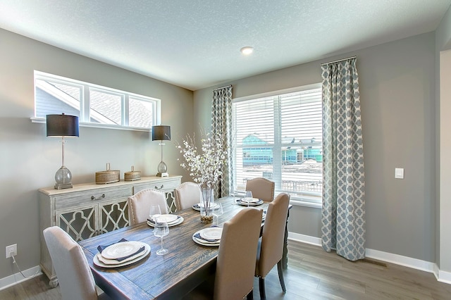 4601 Percheron Blvd, Chaska, MN 55318 - dining room featuring a textured ceiling, wood finished floors, and baseboards