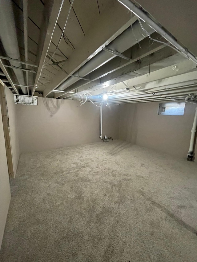 below grade area with carpet flooring