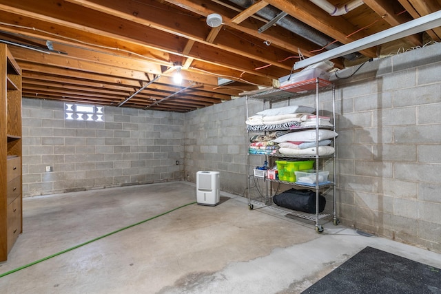 view of unfinished basement