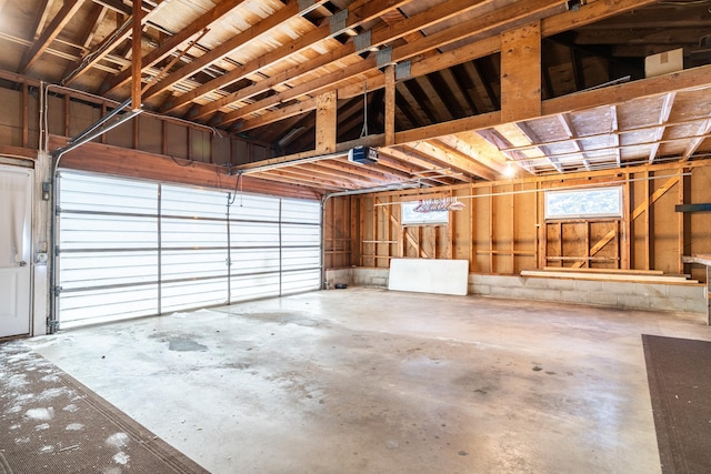 garage with a garage door opener