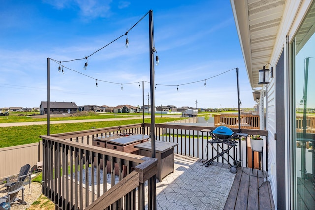 wooden deck featuring a residential view