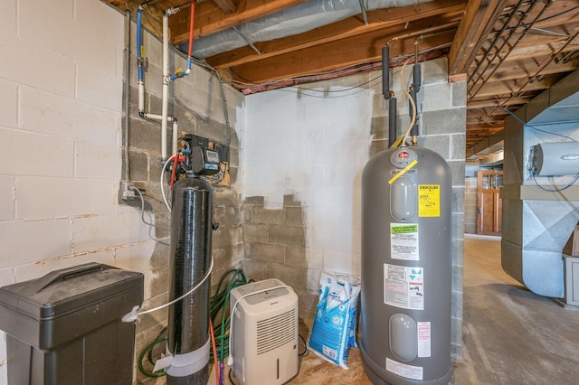 utility room featuring electric water heater