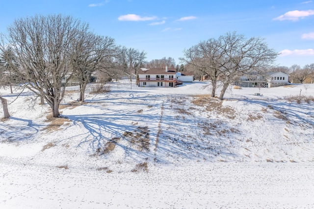 view of yard covered in snow