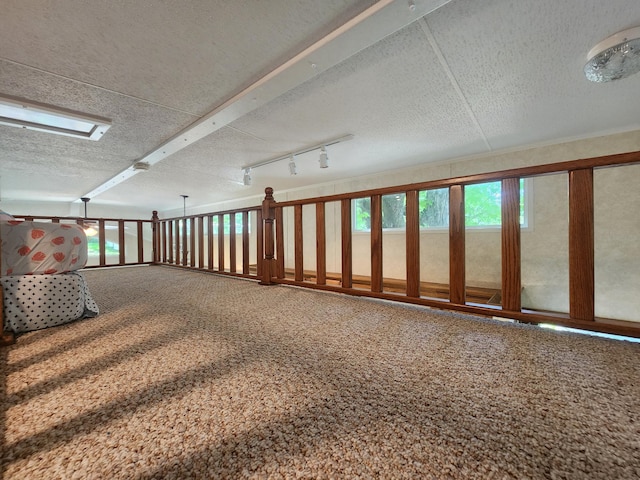 2945 County Road 4 SW Unit 118, Cokato, MN 55321 - empty room with a textured ceiling, carpet flooring, and track lighting