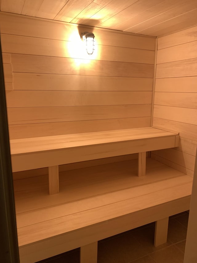 view of sauna / steam room with tile patterned flooring