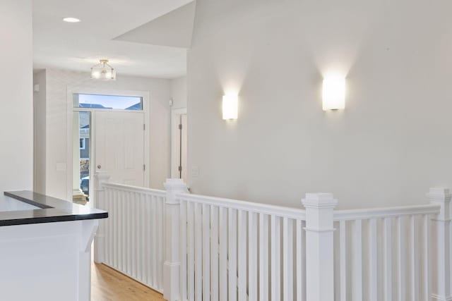 hallway featuring light wood-type flooring