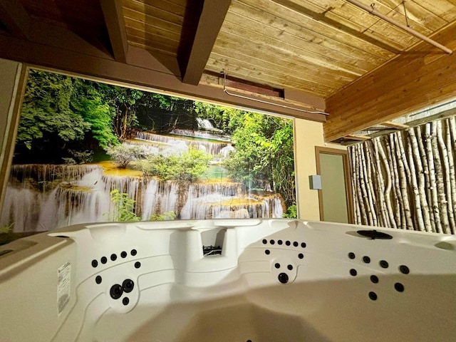 view of patio featuring a hot tub