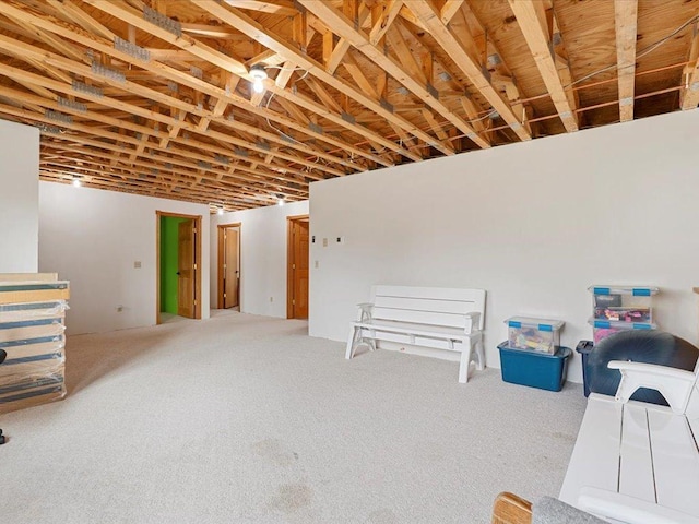 below grade area featuring carpet