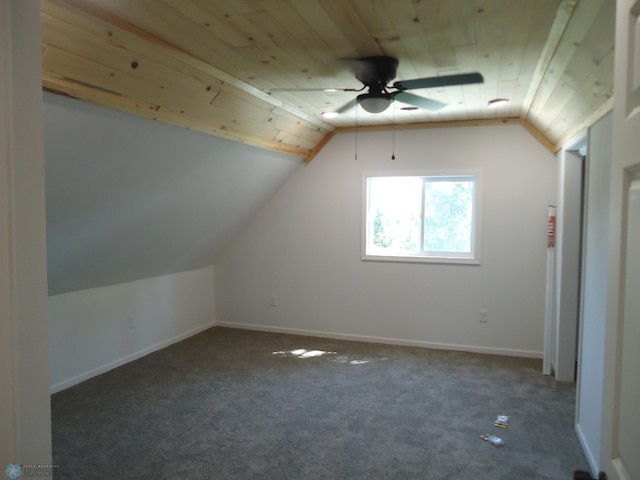 212 May Ave, Page, ND 58064 - bonus room with lofted ceiling, ceiling fan, carpet, baseboards, and wooden ceiling