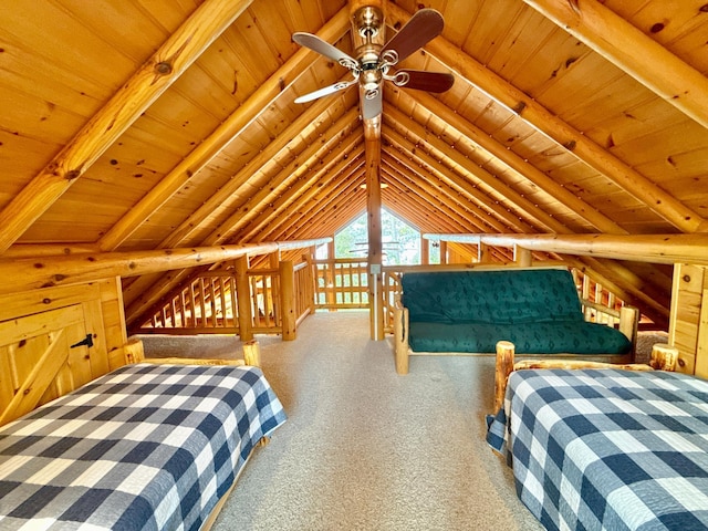 carpeted bedroom featuring wood ceiling
