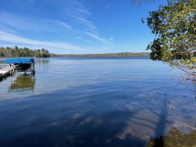 water view featuring a dock and boat lift