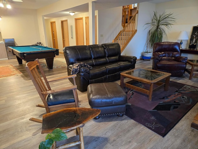 playroom featuring wood finished floors and billiards