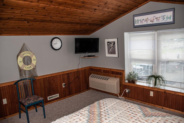 1702 Lakeshore Dr Unit 8, Lake City, MN 55041 - bedroom featuring wooden walls, wainscoting, wooden ceiling, and vaulted ceiling