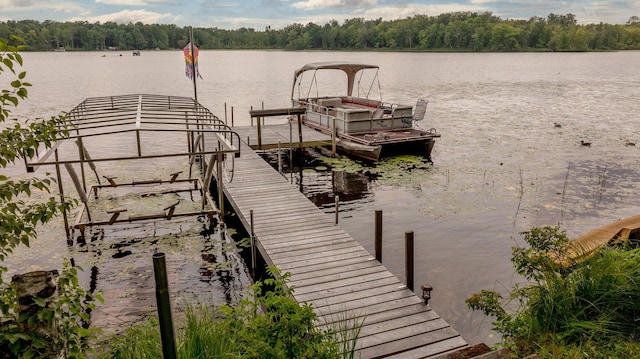 view of dock featuring a water view