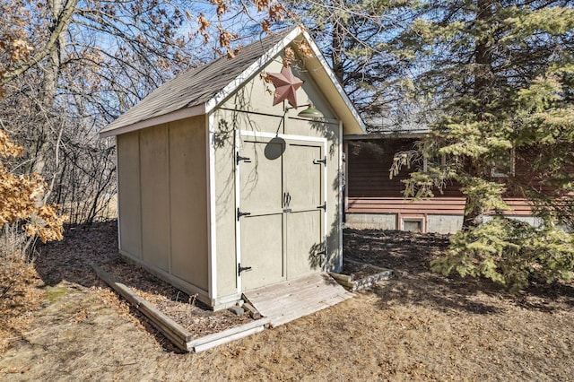 view of shed