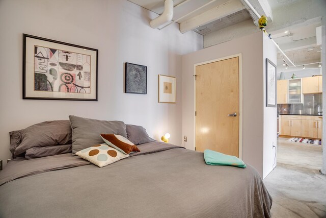 225 9th St E Unit 504, Saint Paul, MN 55101 - carpeted bedroom with track lighting and attic access