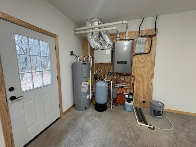 utility room with electric water heater