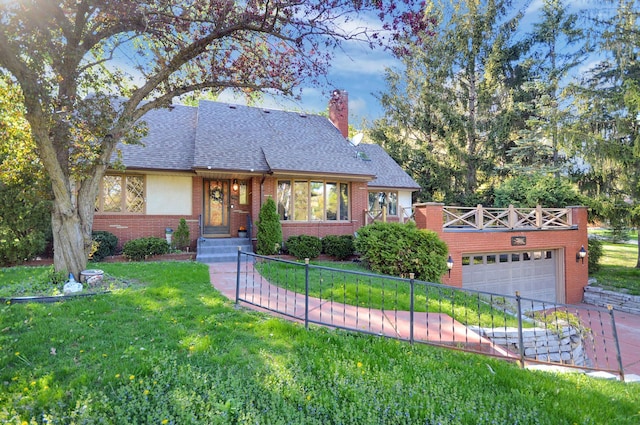 2905 Lake Blvd N, Saint Paul, MN 55109 - view of front of home with brick siding, driveway, a chimney, and roof with shingles