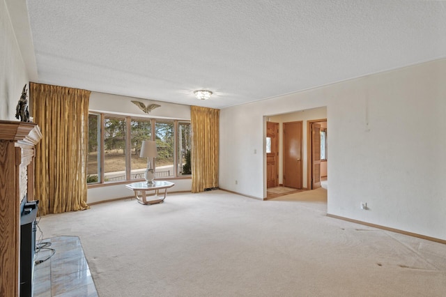 2905 Lake Blvd N, Saint Paul, MN 55109 - unfurnished living room with carpet, a textured ceiling, and baseboards