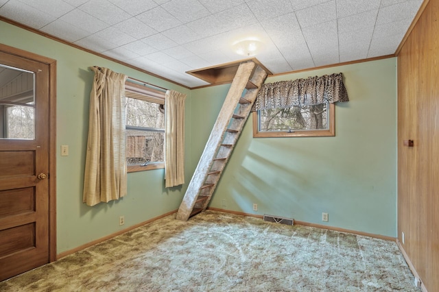 2905 Lake Blvd N, Saint Paul, MN 55109 - unfurnished bedroom with ornamental molding, carpet flooring, and baseboards