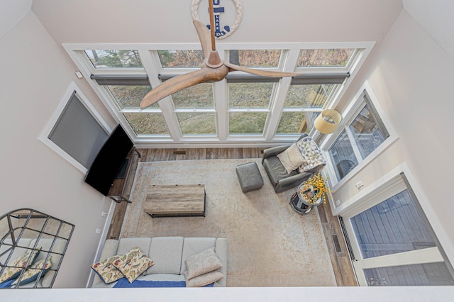 living room with wood finished floors