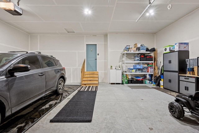 garage with a garage door opener