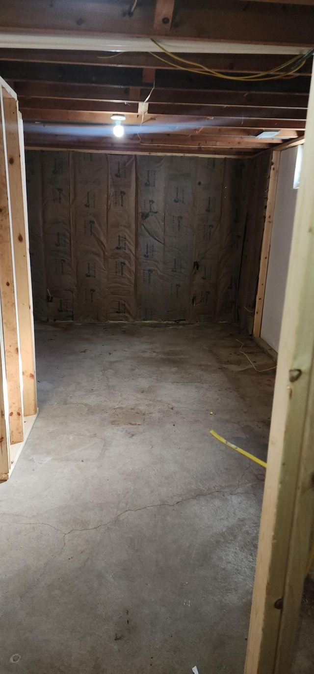 view of unfinished basement