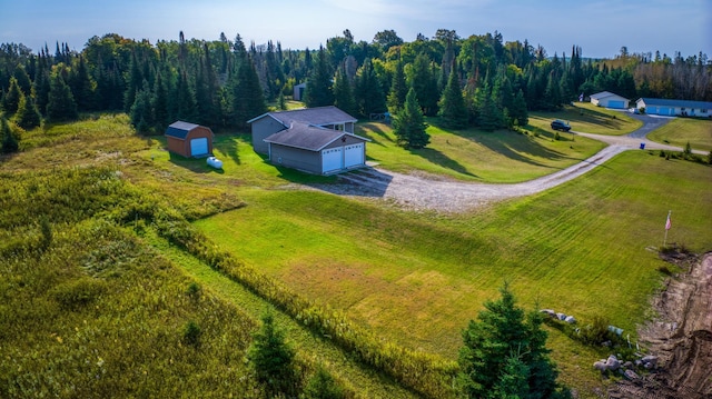 aerial view with a rural view