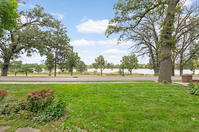 view of yard featuring a water view