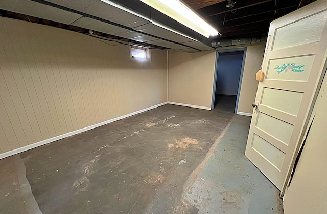 basement with baseboards