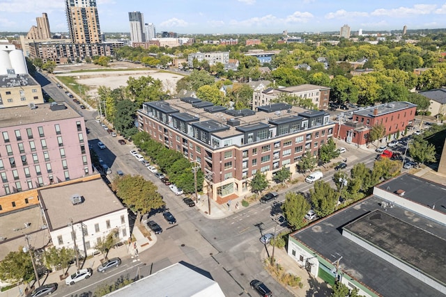 aerial view with a city view