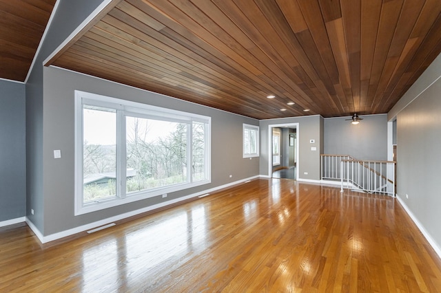 1509 Woodland Dr SW, Rochester, MN 55902 - spare room featuring wooden ceiling, baseboards, wood finished floors, and visible vents