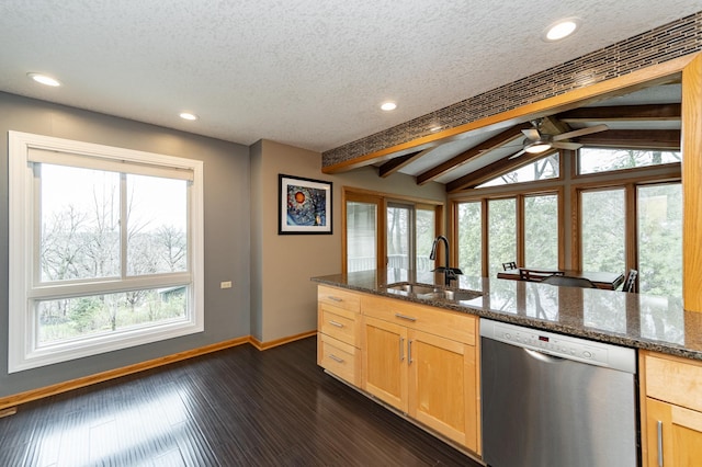 1509 Woodland Dr SW, Rochester, MN 55902 - kitchen with baseboards, plenty of natural light, a sink, and dishwasher