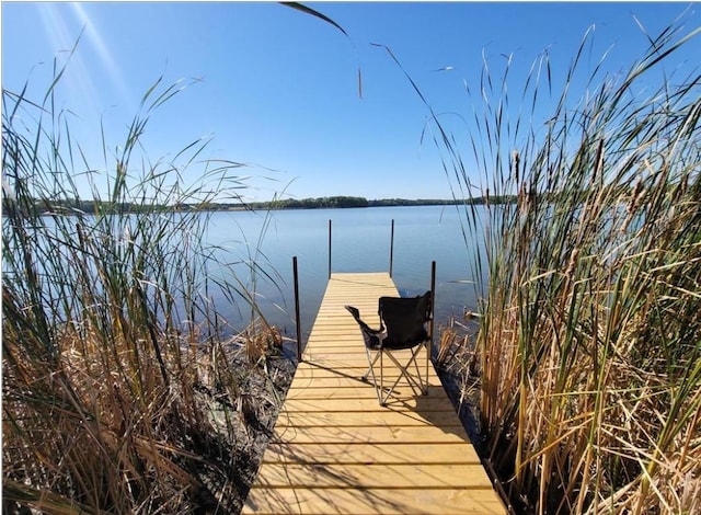 view of dock featuring a water view