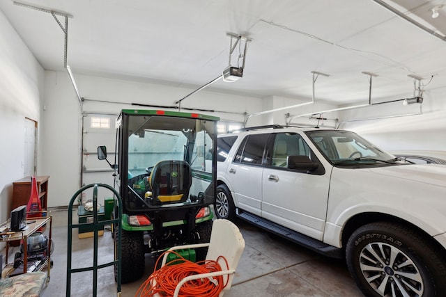 garage with a garage door opener