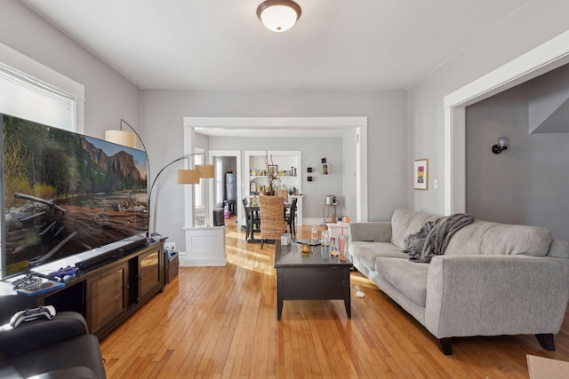 living area featuring light wood-style flooring