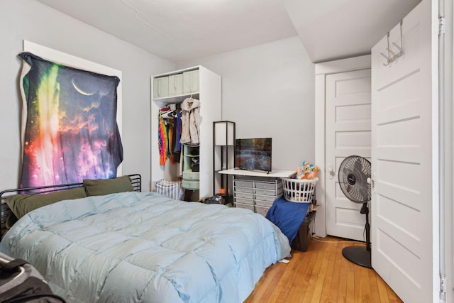 bedroom with light wood-style flooring