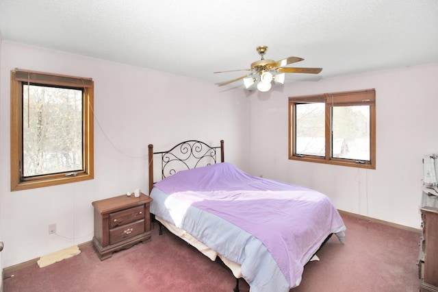 bedroom with carpet floors and ceiling fan