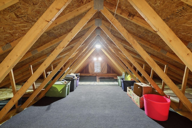 view of unfinished attic