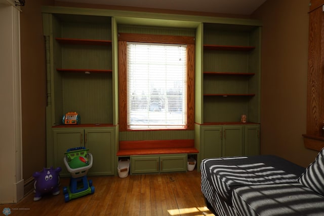 bedroom with light wood-style floors