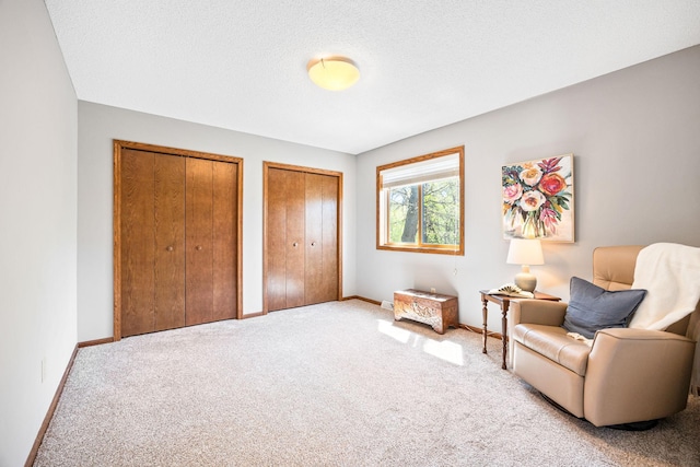 sitting room with carpet and baseboards