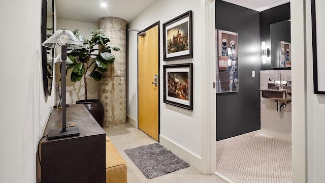 hallway with a sink