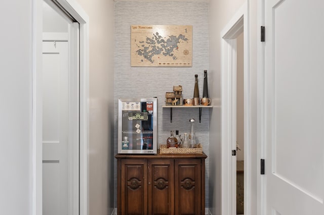 bar with decorative backsplash