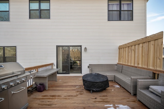 deck with an outdoor living space